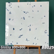 SHANNAIER | Scandinavian White Glossy Terrazzo Tiles 800x800mm