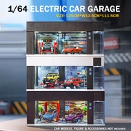 STE88 1/64 Electric Car Garage Diorama for Car Models Display ( Lights/ Dust Proof/ Auto Door Open )