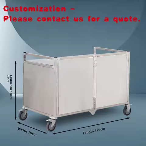 custom.Stainless Steel Folding Mobile Food Cart with Insulated Compartments 4-Wheel Easy Assembly-Sn