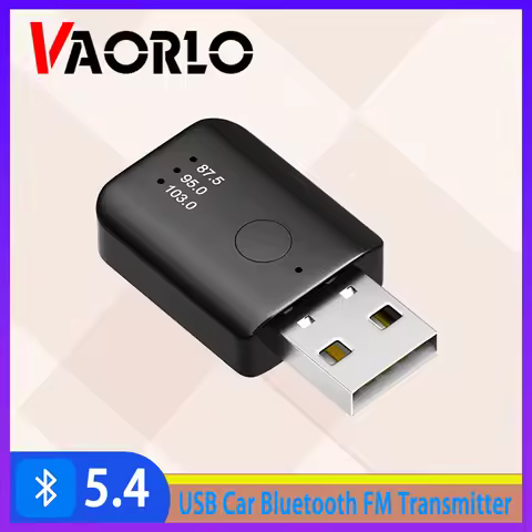 VAORLO Bluetooth 5.4 USB Audio Adapter FM Frequency Modulation USB Car Bluetooth FM Transmitter Hand