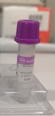 หลอดเก็บเลือด หลอดเก็บตัวอย่างเลือด  0.5 ml Micro tube K3 EDTA  100หลอด/pack