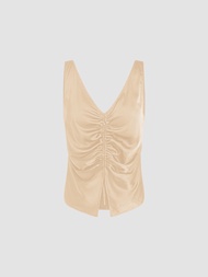 Cider Satin V-neck Tank Top