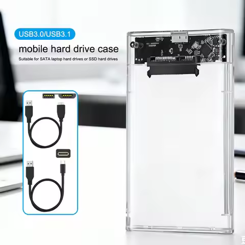 USB 3.0 HDD Case 2.5 SATA SSD External Hard Drive Enclosure 5Gbps Transfer Speed Clear Harddisk Boxs