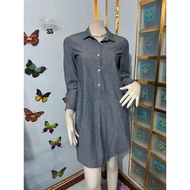 Bg Thin Long-Sleeved Denim Shirt Dress
