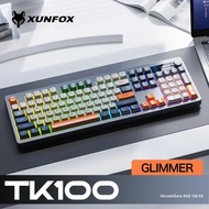 คีย์บอร์ดไร้สายบลูทูธ Xunfox TK100 แบบสองโหมด สำหรับเดสก์ท็อป แล็ปท็อป ออฟฟิศ เกมมิ่งอีสปอร์ต พร้อมไ