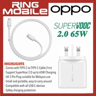 READY STOCK OPPO SUPERVOOC 2.0 Super Fast Charging up to 65W USB-C Power Adapter Charger with TYPE-C to TYPE-C Cable