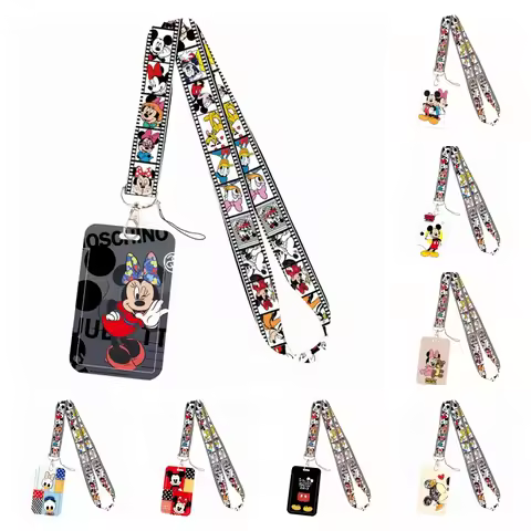 Vertical Card Holder Disney Mickey MouseDaisy Duck Certificate Holder Neck Strap Keychain ID Access 
