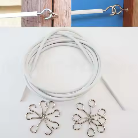 PVC Curtain Window Cord 0.5m 1M 2M Net track Wire White Windows Wall Hanging Line with HOOKS EYES Fo