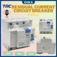 TBC 4 POLE 300mA Residual Current Circuit Breaker ELCB 100A 4 Pole 300mA ELCB