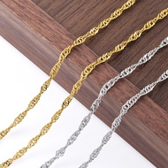 18K Gold Plated Water Wave Shaped Chain Stainless Steel DIY Bracelet Necklace Jewelry Accessories