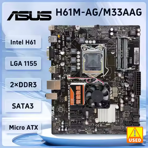 ASUS H61M-AG H61M-AG/M33AAG/DP_MB Motherboard LGA 1155 Intel H61 DDR3 16GB for i3-2130 2500 3770 G54