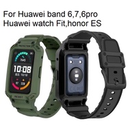 2 in 1 Sports Amber Huawei band 6 Strap Huawei band 7 , Huawei Watch Fit Case Huawei band 7 Strap Strong Soft Silicone Huawei band 6 Strap Smart Watchband Huawei Watch Fit Strap