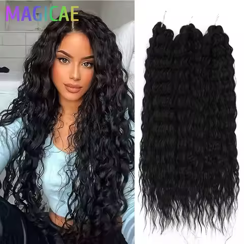 Magicae 3Pcs 300Grams Braids 24Inches Ariel Deep Water Black Twist Crochet Curly Hair Piano Blond P1