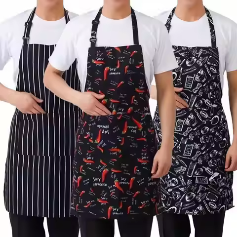1 Pcs Chef's Apron Cafeteria Workwear Apron Coffee Shop Catering Restaurant Men's And Women's Neck H