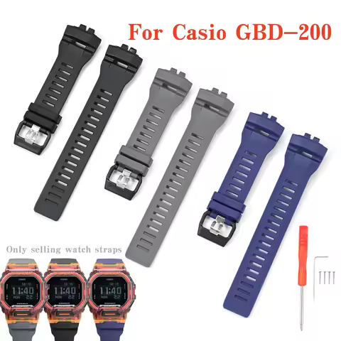 For Casio GBD-200 Replacement Strap Waterproof Rubber TPU Resin Watch Band for GBD-200-1 GBD-200-2 G