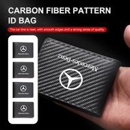 Car Logo Driver's License Cover Carbon Fiber Pattern ID Package Wallet Accessories for Benz W202 W212 W126 W140 W168 W177 CLS GLE GLC GLS CLA