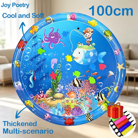 65/100cm Circle Inflatable Water Play Mat With Pump Thicken Cool Water Pad Cushion Early Educate Dev