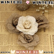 WINTE3U 2/6pcs 9cm Handmade Flowers Home Decor Rose Heads Rustic Jute Burlap