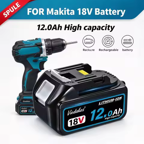 100% Original for Makita 18V Battery, 12000mAh High Capacity Rechargeable Battery for Makita Drill D