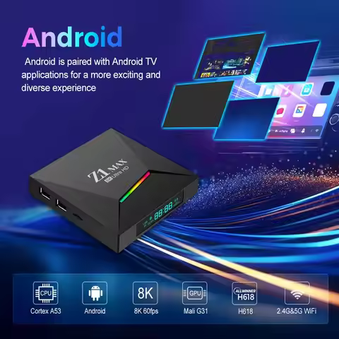 IPTV TV Box Android 15 4K 8K HD Allwinner H618 Quad core BT 5.0 4G 5G Dual WiFi 8GB 128GB Voice remo