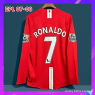 Manchester United 07-08 Home Retro Long Sleeve Ronaldo 2008 Classic Premier League Football Jersey