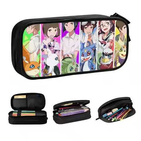 Digimon Kari Kamiya Gatomon Patamon Kawaii Pencil Case Boys Girls Ken Ichijouji Pencil Bag Pouch Stu