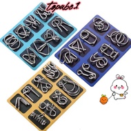 TOPABC Set of 8pcs Iron Link Unlock Interlock Game, Brain Teaser IQ Test Metal Wire Puzzle, Vintage 