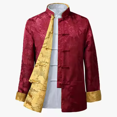 Double-sided Wearable Chinese Style Traditional Shirt Tang Suit Kung Fu Costume Jacket Hanfu Men Coa
