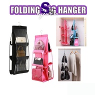 6 Pocket Folding Hanging Handbag Purse Storage Large Clear Holder Anti-dust Organizer Rack Hook Hang