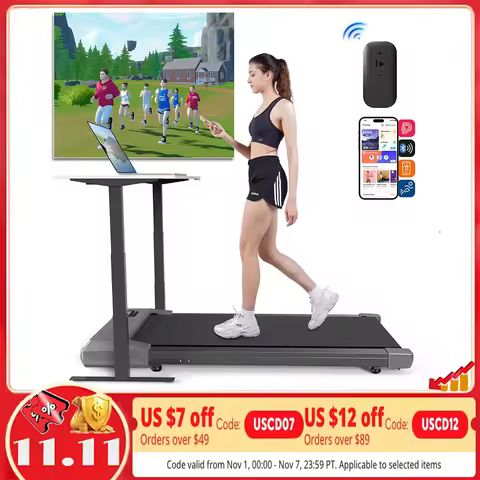 2in1 Run-Walking Pad Small Treadmill for Home&Office Under Desk Treadmill with LED Display 45db Quie