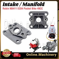 49cc Intake Manifold Carburetor Pocket Bike Mini Dirt bike Robin NB411 CG411 BG411 EC04 47CC Engine 