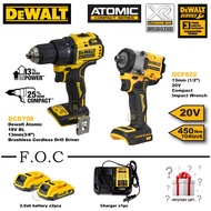 Dewalt Atomic Brushless Cordless DCF922 D2-B1 1/2” Impact Wrench & DCD708D2-BI 13mm ( 3/8" ) Drill D
