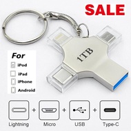 ♥100%Original Product+FREE Shipping+COD♥ 4in 1 OTG USB Flash Drive 16GB 32GB Pendrive 64GB Type-C USB Stick 128GB 256GB Memory Stick For iPhone Android PC 512G