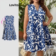 Lovito Women's Plus Size Curve Boho Floral Print Dress LBL20189
