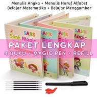 Sank Magic Book Set 4 Books + Pen + Refill/ Learning to Write Book for Preschool Children Sank Magic