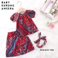 AlphaMamma Baby Girl Baju Kurung Set with Batik Design Print
