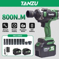 TANZU 800N.M Cordless Impact Wrench 1/2" Heavy Duty Torque Torque Wrench 8000mAh (8.0Ah)