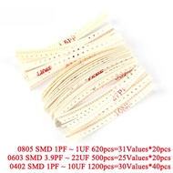 500pcs-1200pcs 0805 0603 0402 SMD Capacitor 1PF -1UF 3.9PF-22UF 1PF-10UF Components Package Capacito