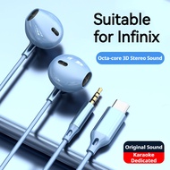 Infinix-Exclusive wired earphones type c with mic original high quality headphones noise cancelling 