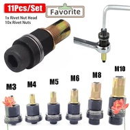 FAVORITEGOODS 11Pcs/Set Manual Riveter Tool, Easy Installation Mandrel Staple Hand Rivet Nut, with R