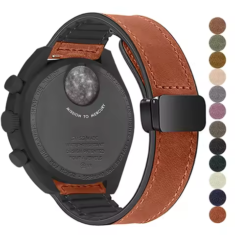 20mm Silicone Leather Watch Strap For Omega X Swatch Common MoonSwatch Saturn Moon Series Constellat