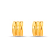 SK Jewellery Triple Wave 916 Gold Earrings