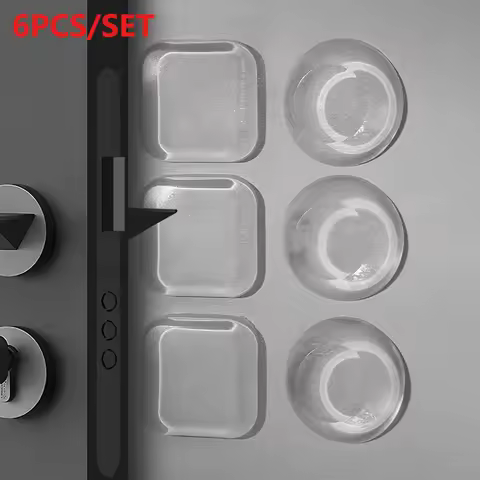 6Pcs Door Stickers Self-Adhesive Anti-Collision Cabinet Refrigerator Door Real Mute Transparent Wate