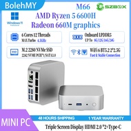 SZBOX M66 AMD Ryzen5 6600H MINI PC LPDDR5 24GB M.2 PCIE SSD WIN11 WiFi6 2*2.5G LAN 4K Gaming Office 