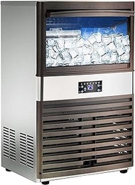 Ice Cube Makers, Commercial Ice Machine Maker - 110LBS/24H Stainless Steel Free-Standing Ice Machine Maker Air Cooling Ice Cube Machine Ideal for Party, Office, Restaurant, Coffee Shop, Bar