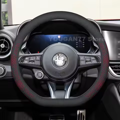 Leather Car Steering Wheel Cover For Alfa Romeo Giulia 2019-2026 Covers For Covers Auto interior Alf