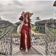 [maxi] Lightning maxi beach skirt red maxi split - ilovemaxi