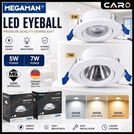 <SIRIM>MEGAMAN LED EYEBALL 5W/7W EXTRA BRIGHT ENERGY SAVING EYES CARE LED EYEBALL SPOTLIGHT