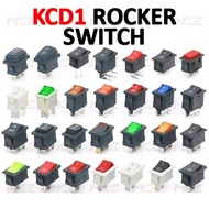 KCD1-101 Rocker Switch ON OFF AC 125V 10A / 250V 6A | 2Pin 3Pin | Bevel / Plane | Red Black