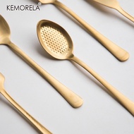KEMORELA Gold Cutlery Stainless Steel Cutlery Set Butter Knife Cake Spoon Strawberry Spoon Ice Cream Fruit Spoon Kitchenware